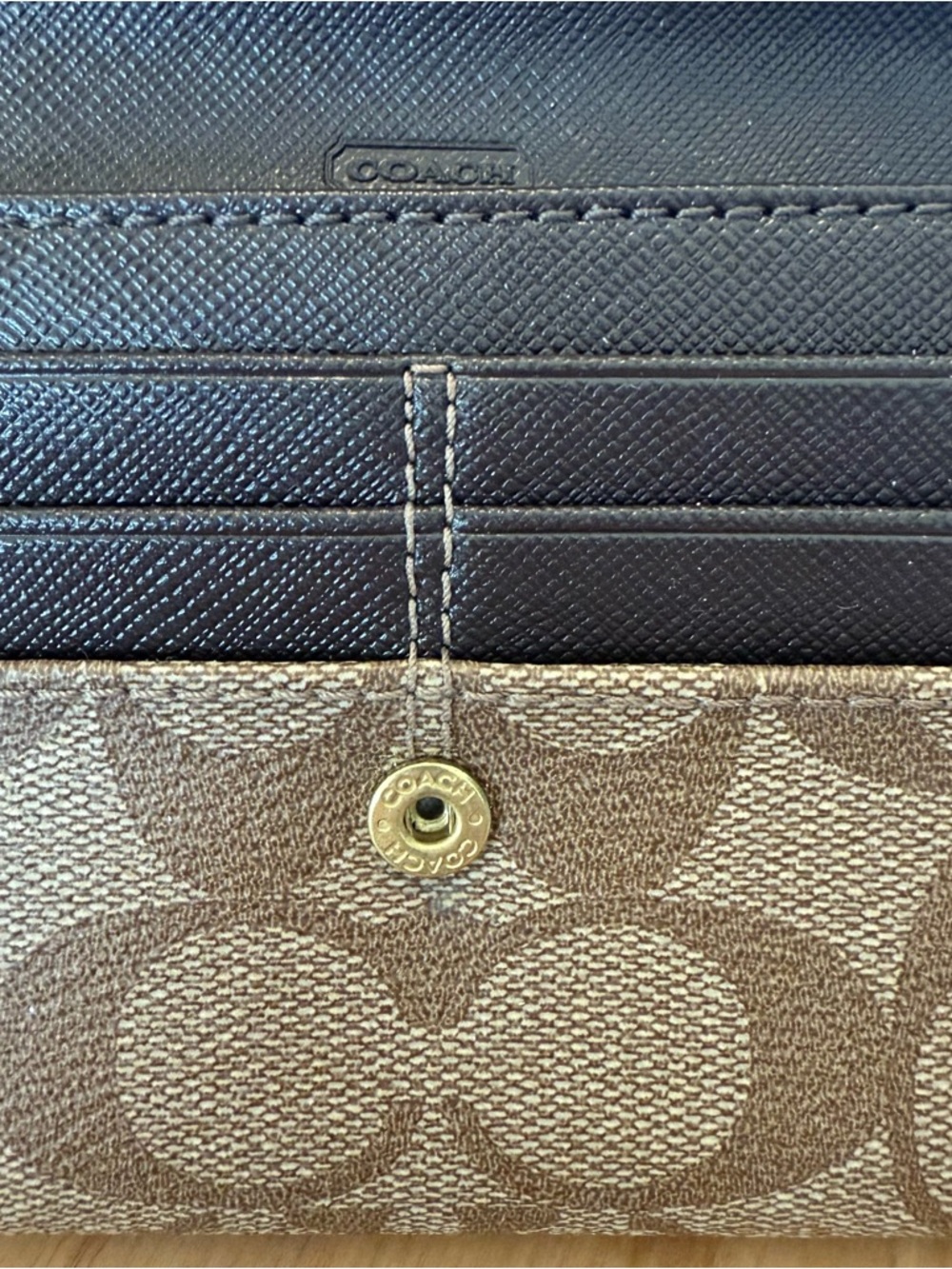 Coach Signature Canvas Continental Wallet in Brown - Picture 11 of 14